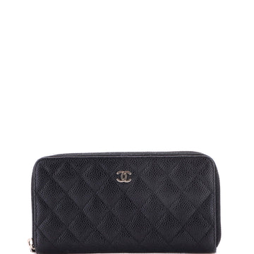Chanel Zip Around Wallet Quilted Caviar Long