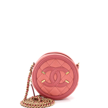 Chanel Filigree Round Clutch with Chain Quilted Caviar Mini