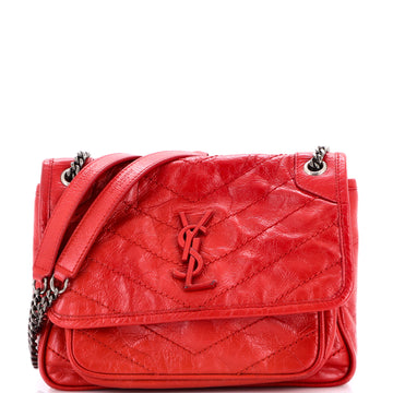 Saint Laurent Niki Chain Flap Bag Matelasse Chevron Leather Baby