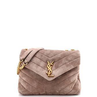 Saint Laurent Loulou Shoulder Bag Matelasse Chevron Suede Small