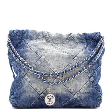 Chanel 22 Chain Hobo Quilted Denim Small