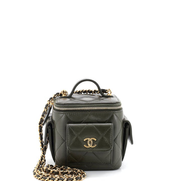 Chanel Polly Pocket Top Handle Vanity Case Quilted Lambskin Mini