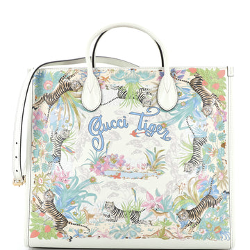 Gucci Gucci Tiger Convertible Open Tote Printed Leather Medium