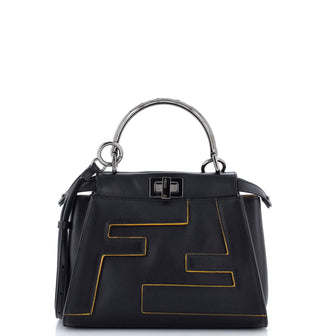 Fendi FF Logo Peekaboo Bag Leather with Applique Mini