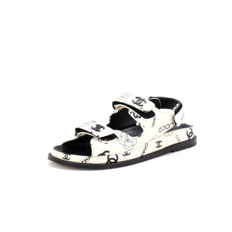 Chanel Women's Velcro Dad Sandals Printed Laminated Leather