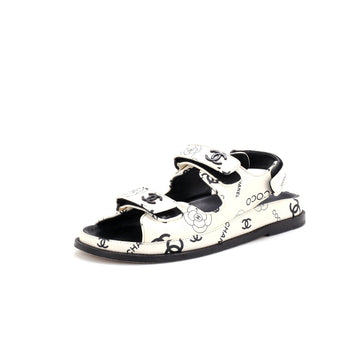 Chanel Women's Velcro Dad Sandals Printed Laminated Leather