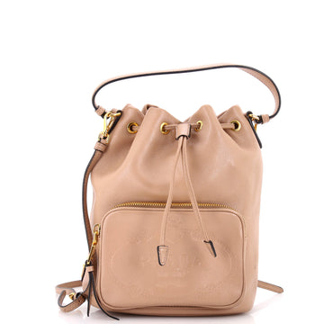 Prada Logo Drawstring Bucket Bag Glace Calf Small