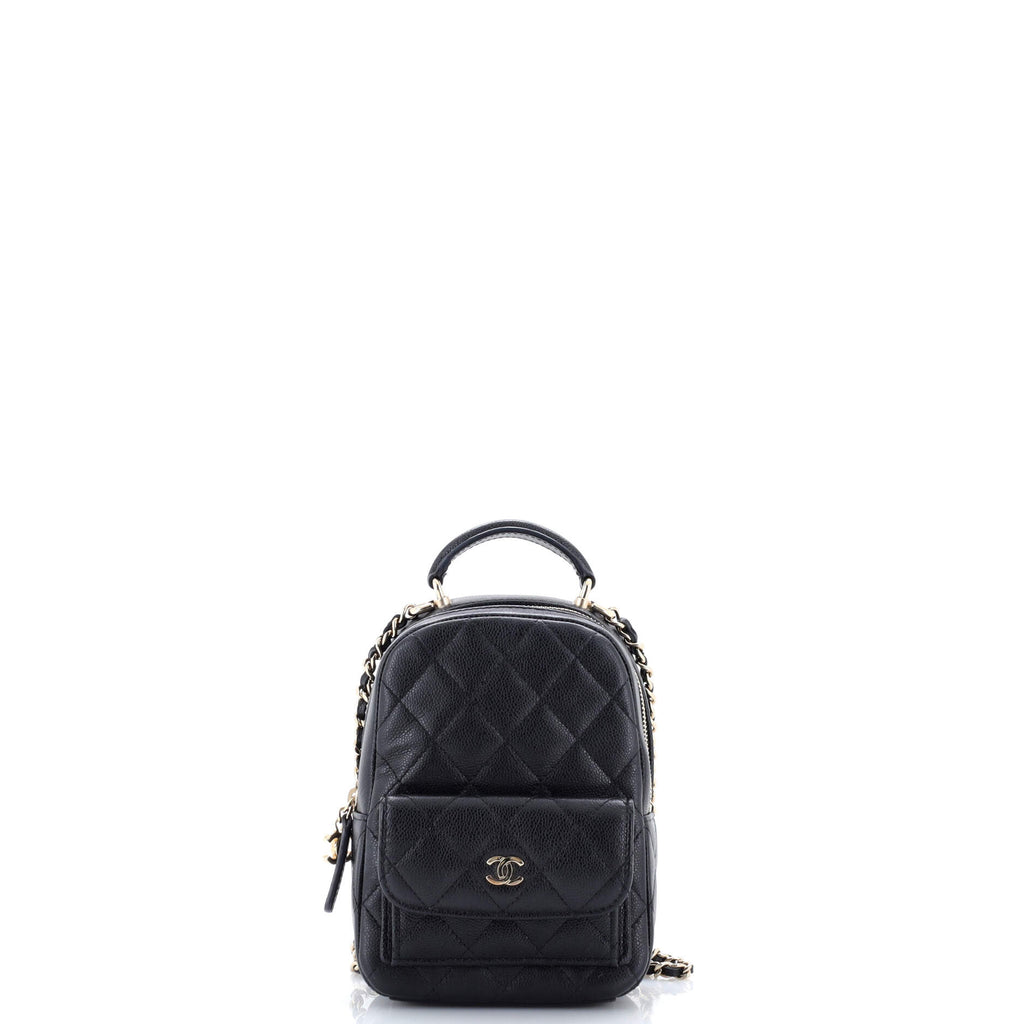 Chanel Classic CC Chain Pocket Backpack Quilted Caviar Mini Black 4031351