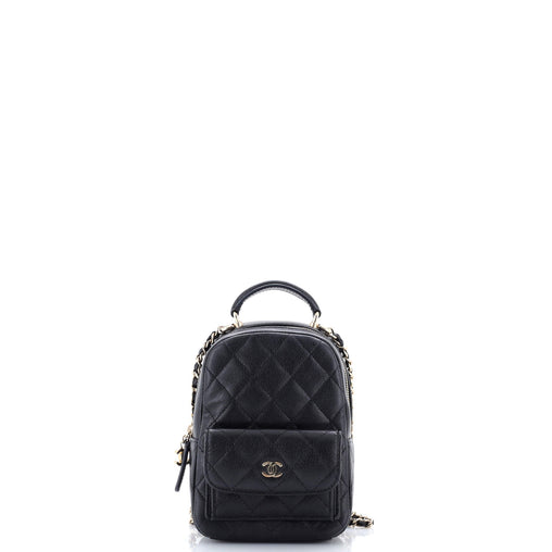 Classic CC Chain Pocket Backpack Quilted Caviar Mini