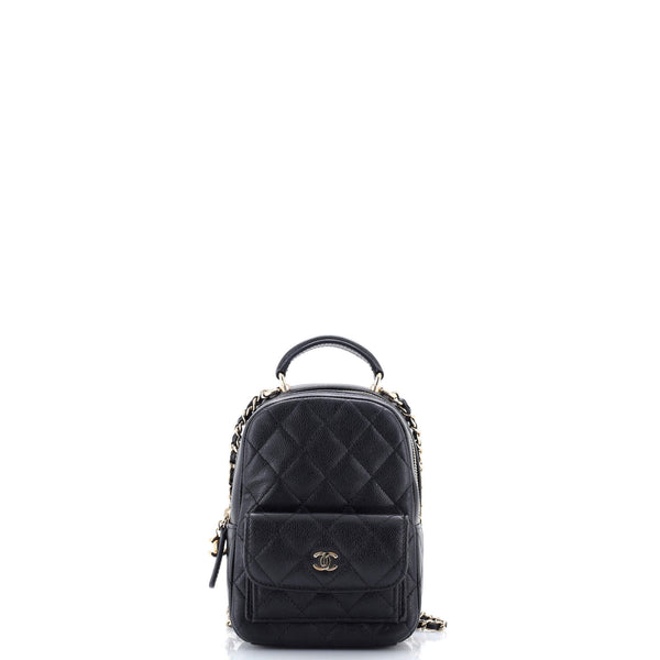 Chanel Classic CC Chain Pocket Backpack Quilted Caviar Mini Black 4031351