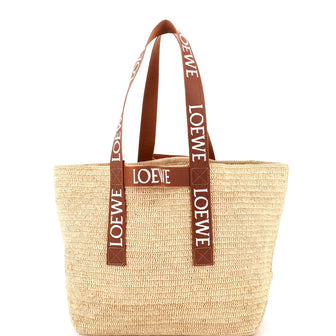 Loewe Fold Logo Strap Tote Raffia Large