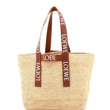 Loewe Fold Logo Strap Tote Raffia Large
