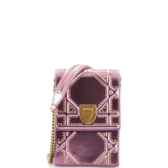 Christian Dior Diorama Vertical Clutch on Chain Studded Patent