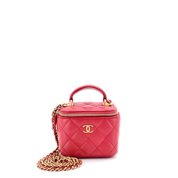 Chanel Classic Top Handle Vanity Case with Chain Quilted Lambskin Mini