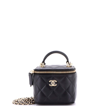 Chanel Classic Top Handle Vanity Case with Chain Quilted Lambskin Mini