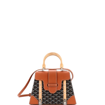Goyard Saigon Top Handle Bag Coated Canvas with Leather PM