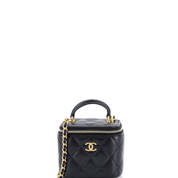 Chanel Classic Top Handle Vanity Case with Chain Quilted Lambskin Mini