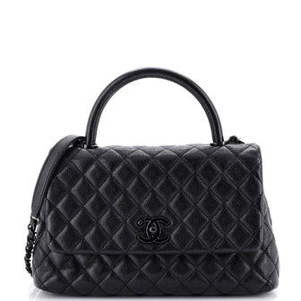 Chanel So Black Coco Top Handle Bag Quilted Caviar Small