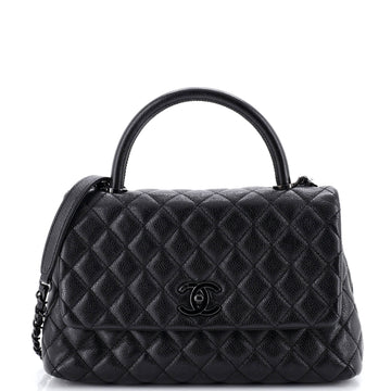 Chanel So Black Coco Top Handle Bag Quilted Caviar Small