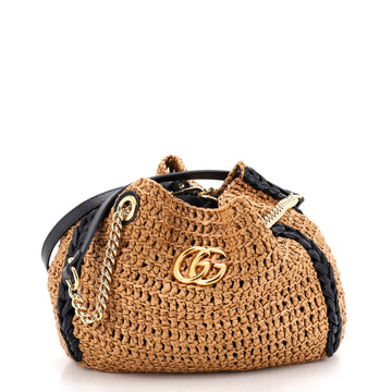 Gucci GG Marmont Chain Tote Raffia Small