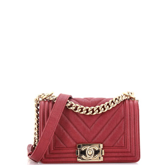 Chanel Boy Flap Bag Chevron Caviar Small
