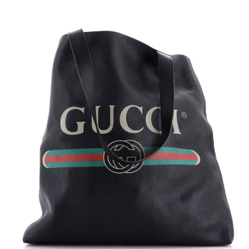 Gucci Logo Tote Printed Leather Large