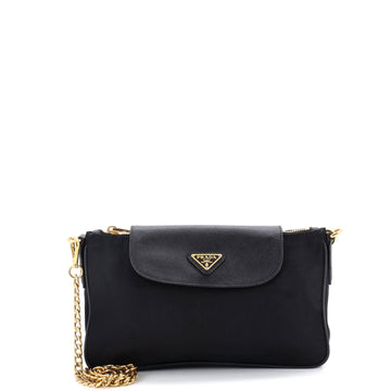 Prada Chain Crossbody Bag Tessuto and Saffiano Leather Small