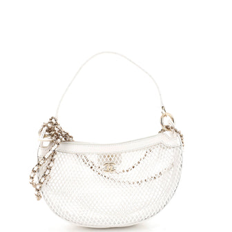 Chanel Half Moon Clutch with Chain Mesh with Quilted Lambskin