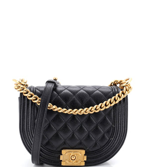 Chanel Boy Curved Messenger Bag Quilted Caviar Small