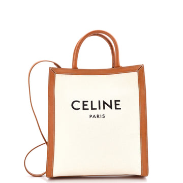 Celine Vertical Cabas Tote Canvas with Leather Small