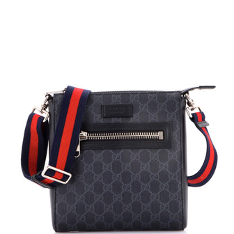 Gucci Web Strap Front Zip Messenger Bag GG Coated Canvas Small