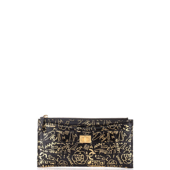 Chanel Reissue 2.55 Zip Pouch Graffiti Crocodile Embossed Calfskin Long