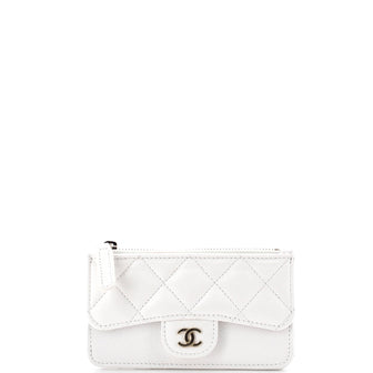 Chanel Flap Zip Card Holder Quilted Caviar