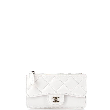Chanel Flap Zip Card Holder Quilted Caviar