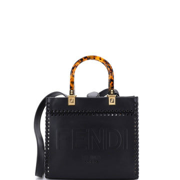 Fendi Sunshine Shopper Tote Whipstitch Leather Small