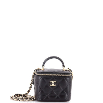 Chanel Classic Top Handle Vanity Case with Chain Quilted Lambskin Mini