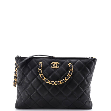 Chanel CC Chain Handle Shopping Tote Quilted Caviar Medium