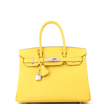Hermes Birkin Handbag Yellow Epsom with Palladium Hardware 30