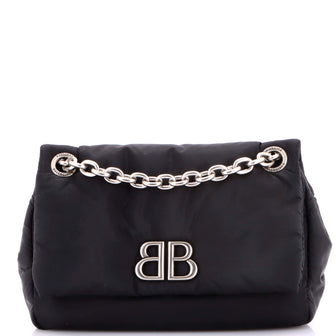 Balenciaga Monaco Chain Flap Shoulder Bag Nylon Mini
