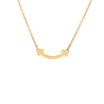 Tiffany & Co. T Smile Pendant Necklace 18K Yellow Gold Mini