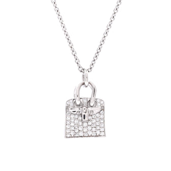 Hermes Birkin Amulette Pendant Necklace 18K White Gold and Diamonds