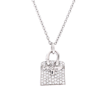 Hermes Birkin Amulette Pendant Necklace 18K White Gold and Diamonds