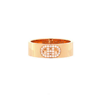 Hermes H d'Ancre Ring 18K Rose Gold and Diamonds Small