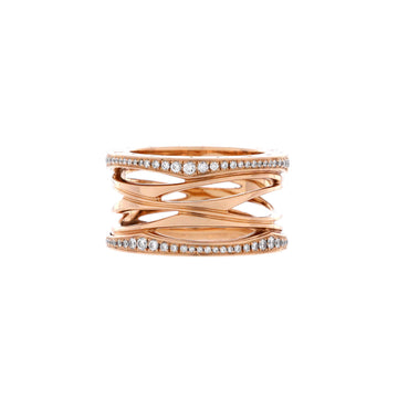 Bvlgari B.Zero1 Design Legend Zaha Hadid Four Band Ring 18K Rose Gold with Diamonds