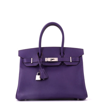 Hermes Birkin Handbag Purple Epsom with Palladium Hardware 30