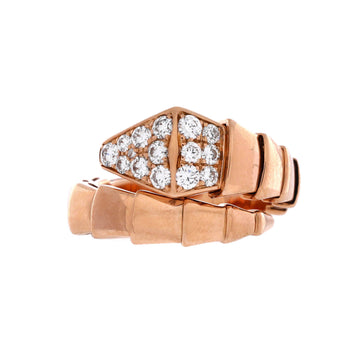 Bvlgari Serpenti Viper One-Coil Ring 18K Rose Gold with Diamonds Wide