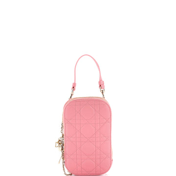 Christian Dior Lady Dior Phone Holder on Chain Cannage Quilt Lambskin