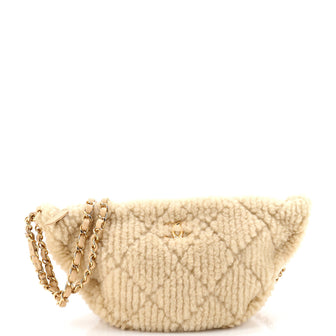 Chanel Coco Neige Half Moon Chain Hobo Quilted Shearling