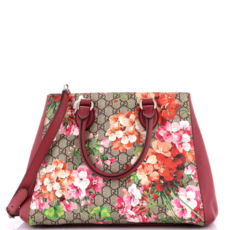 Gucci Convertible Shopping Tote Blooms Print GG Coated Canvas Large