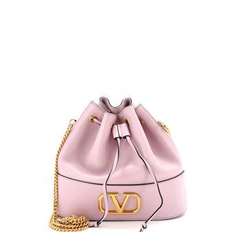 Valentino Garavani VLogo Drawstring Bucket Pouch Leather